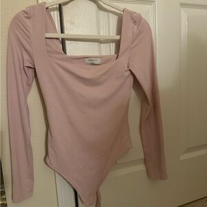 Babaton Soft Pink Square Neck Bodysuit